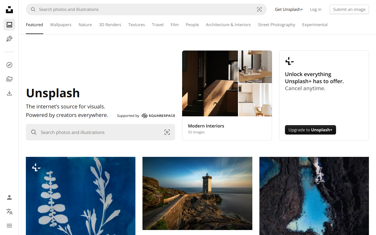 Screenshot of Unsplash: Your Source for Stunning, Free-to-Use Photos