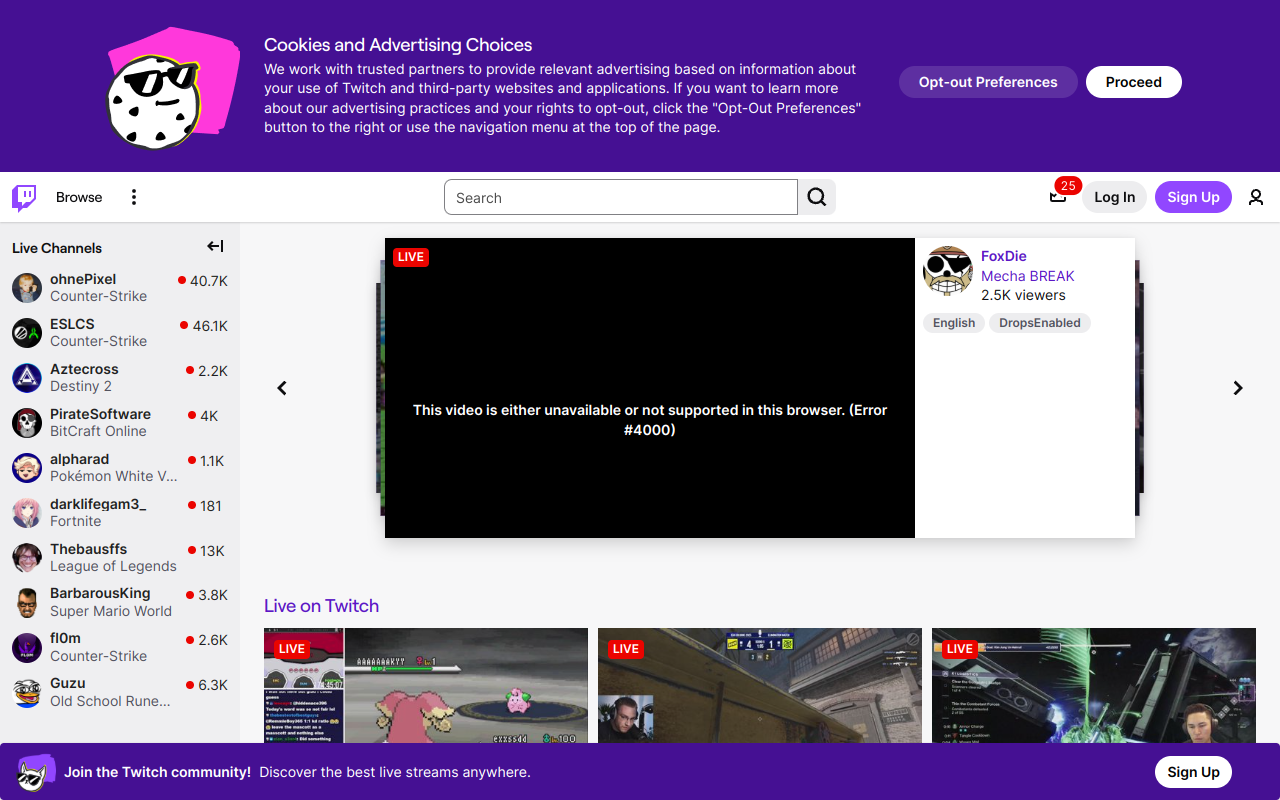 Screenshot of Twitch: Your Ultimate Hub for Live Streaming and Interactive Entertainment
