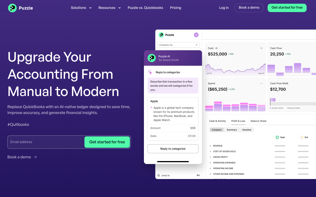 Screenshot of Puzzle: Finance Simplified – Your Startup's QuickBooks Alternative
