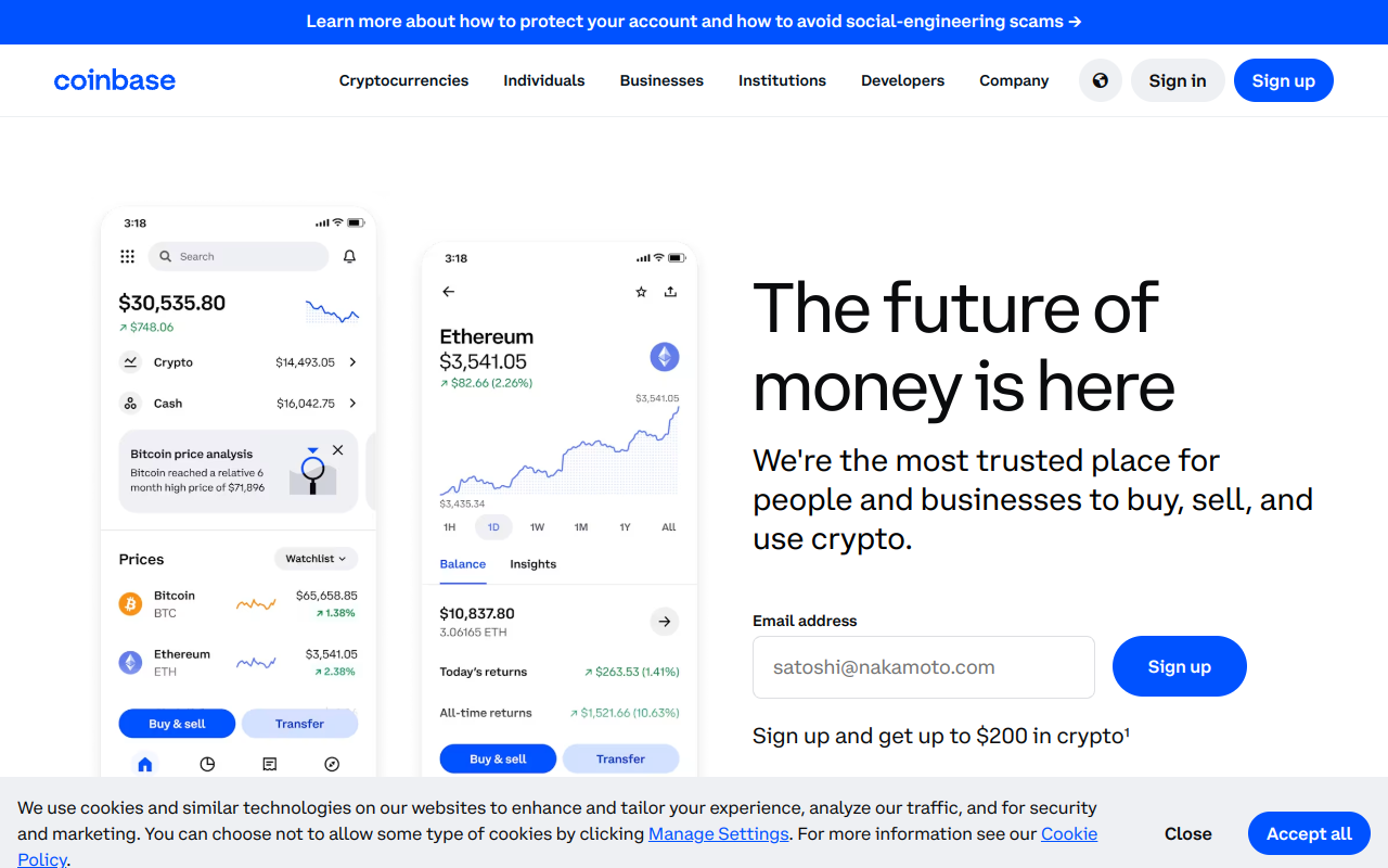 Screenshot of Coinbase: Your Gateway to the Crypto World