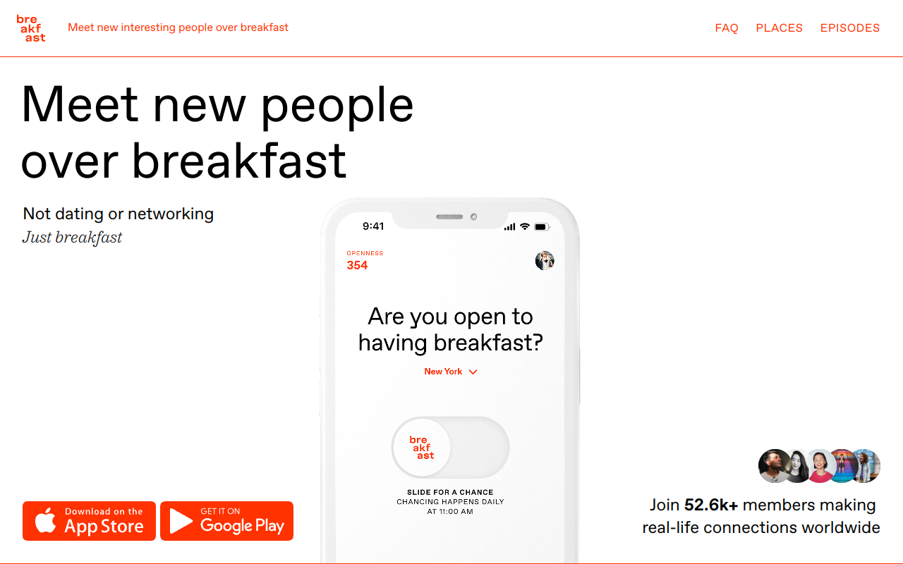 Screenshot of The Breakfast App Review: Start Your Day with a New Connection