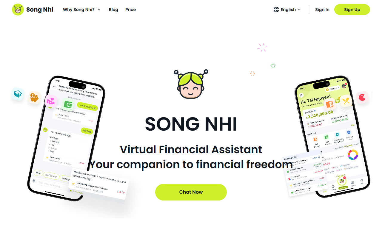 Screenshot of Song Nhi: Your AI-Powered Personal Finance Assistant