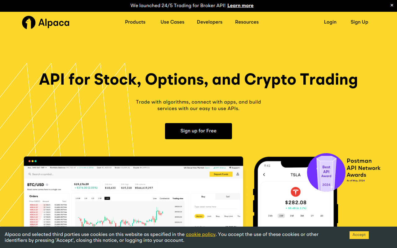 Screenshot of Alpaca: The Developer's Gateway to Automated Trading