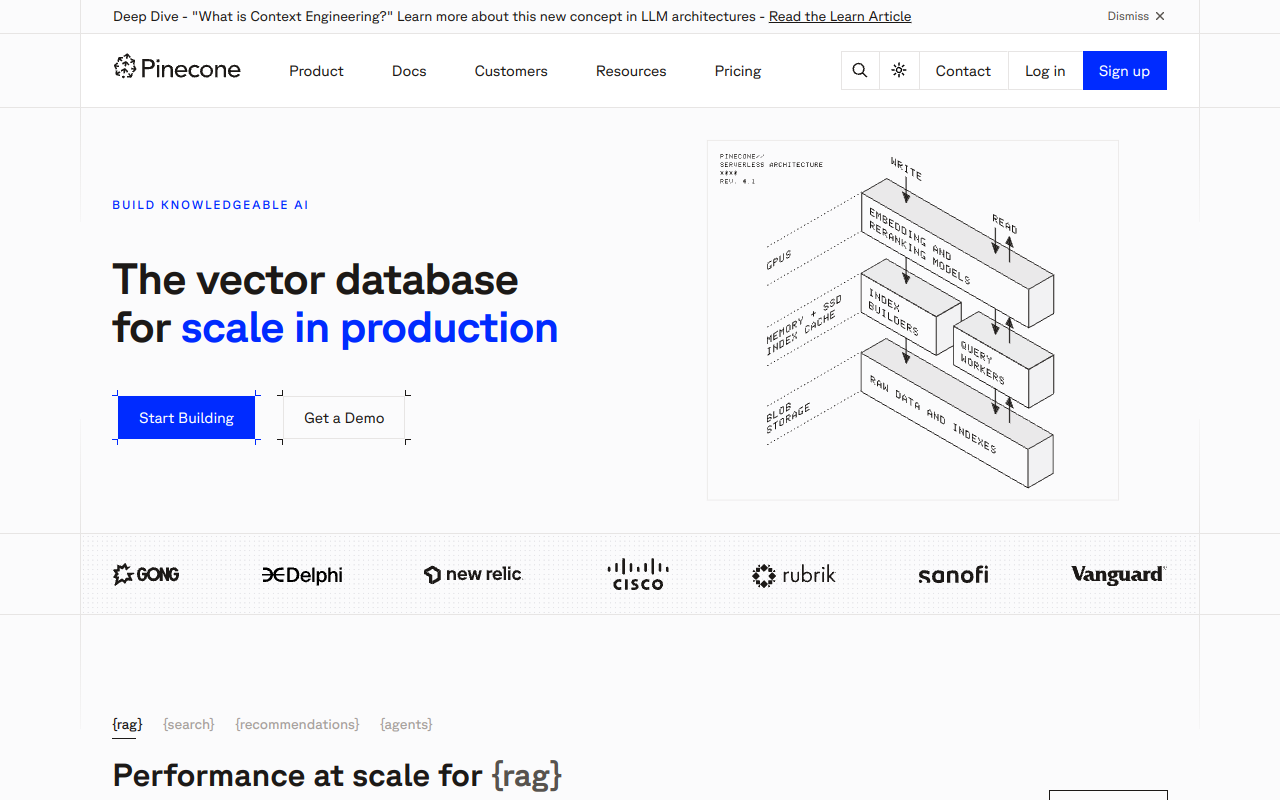 Screenshot of Pinecone: Power Your AI with Ultra-Fast Vector Search