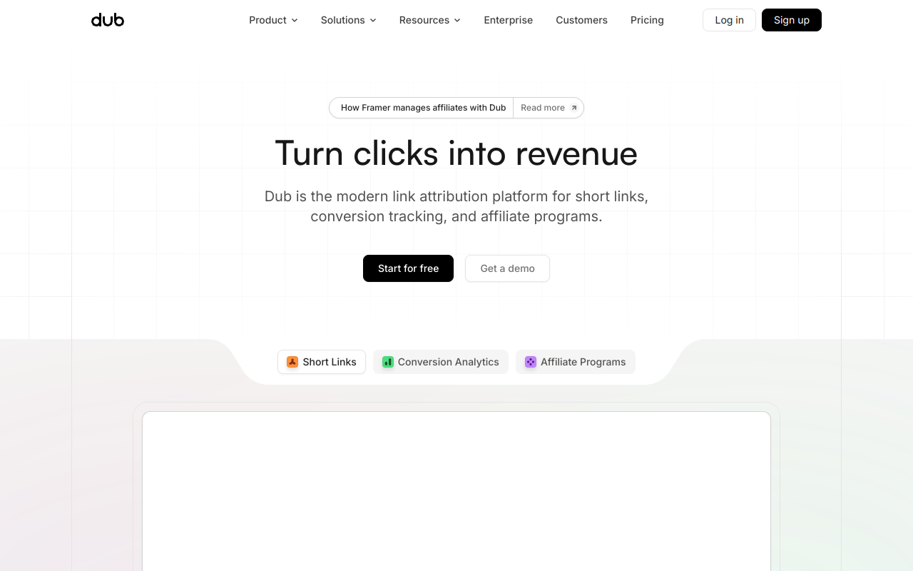 Screenshot of Dub.co: Boost Your Marketing with Branded Links and Conversion Tracking