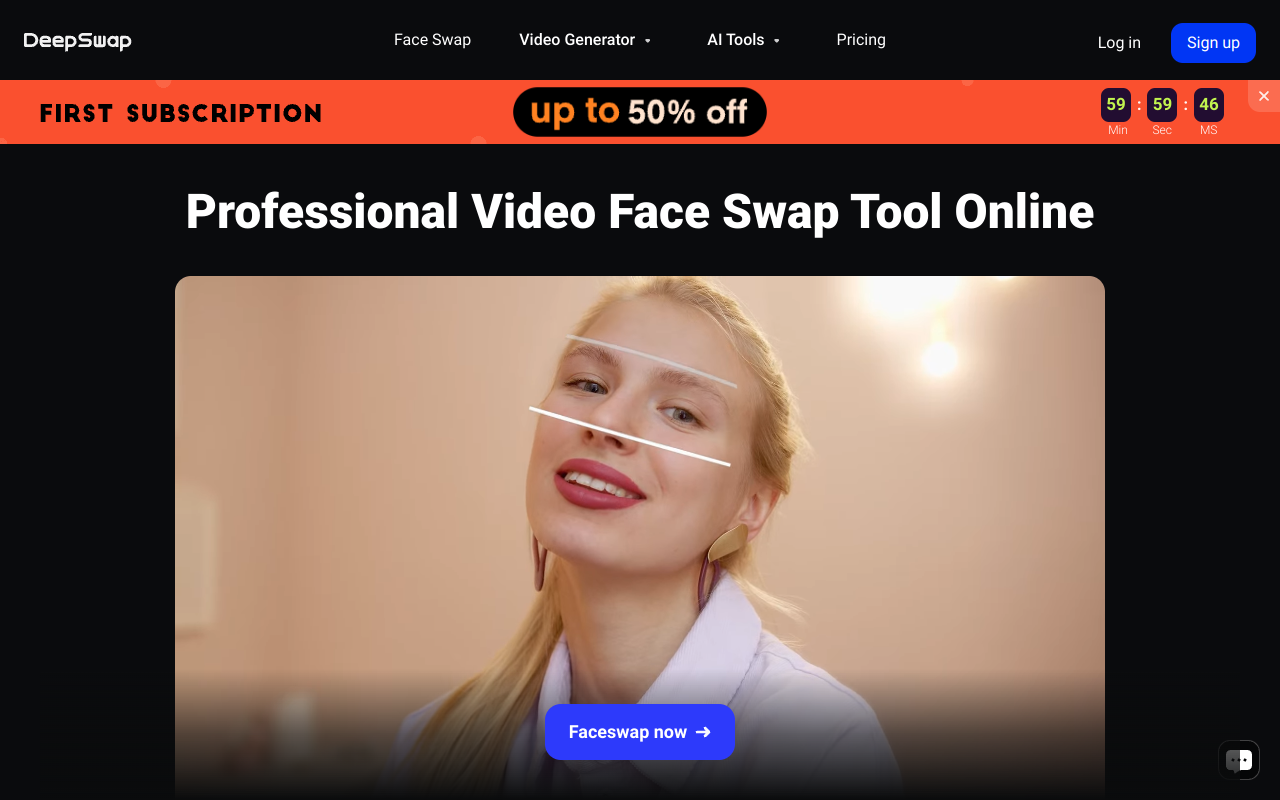 Screenshot of Deepswap.ai: Realistic AI Face Swaps for Videos, Photos, and GIFs